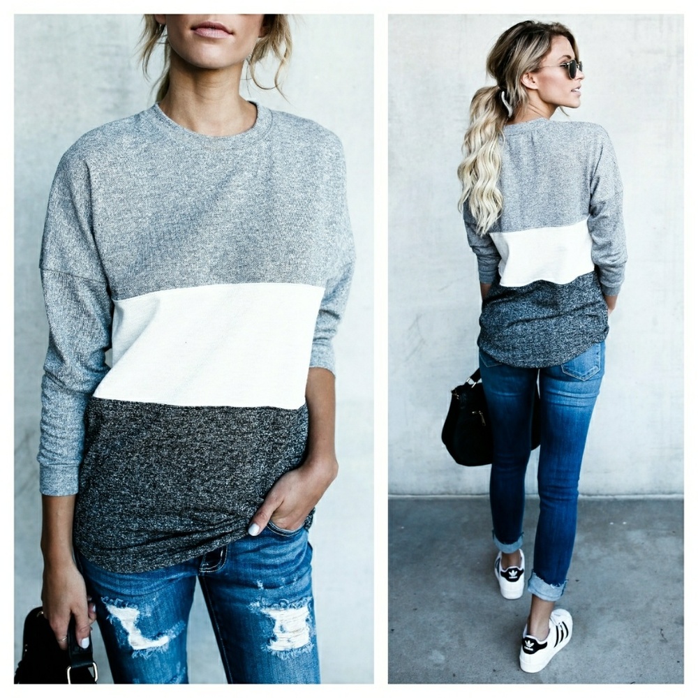 gray color block top - Picture 2 of 4